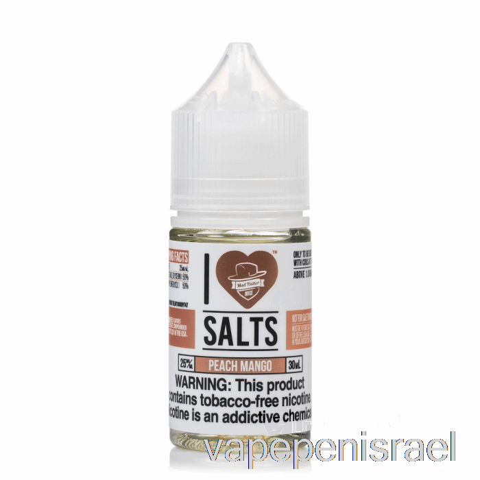 מנגו חד פעמי Vape Israel אפרסק - אני אוהב מלחים - 30 מ"ל 50 מ"ג